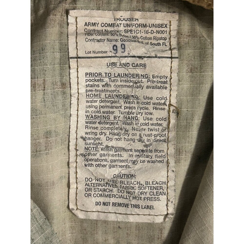 US Army Military Tactical Camouflage Ripstop Cargo Pants 31x29.5 Unisex Combat - Picture 12 of 12